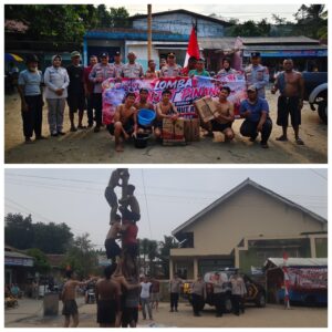 Semarak HUT RI ke-81, Polres Lebak Melalui Polsek Rangkasbitung Gelar Lomba Panjat Pinang Serentak di Kampung Lembur Sawah
